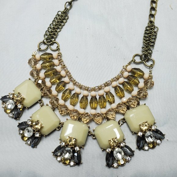 Ali Khan layered bead necklace antique gold chain with rhinestone and glass bead - Picture 6 of 6